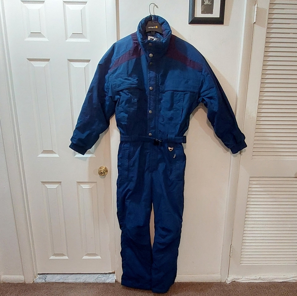 Vintage Men's Tyrolia Blue Ski & Snowboard Coveralls Size Large